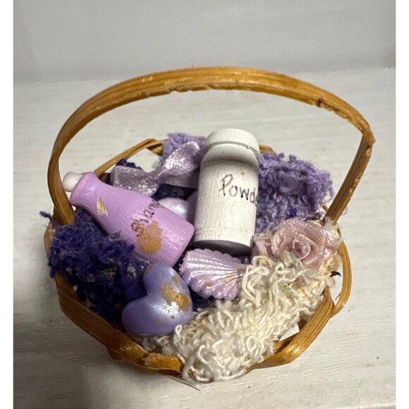 Miniature Basket With Powder & Accessories Dollhouse Minature 2.25" - Picture 3 of 5